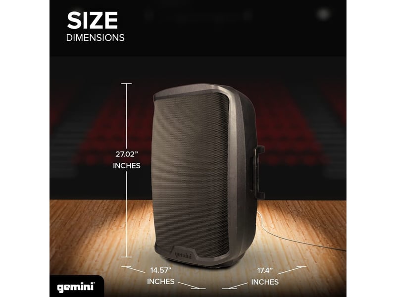  Enceinte active gemini as-2115bt-pk, boomer 15, puissance 2000w, usb sd bluetooth radio fm, tws, pied, microphone  - Conforama E