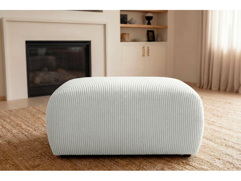  Sacha - pouf en petit velours côtelé blanc 105x57x40  - Conforama D