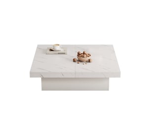 Table basse carré(e) coloris blanc <strong>KORFEE</strong> <strong></strong> - 90 cmx90 cm
