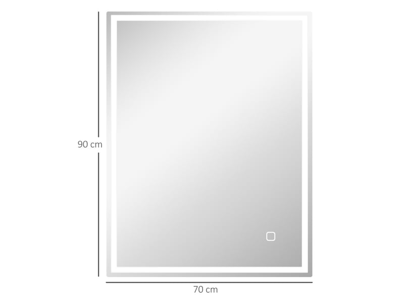  Miroir de salle de bains led 90x70 cm avec commande tactile argent  - Conforama D