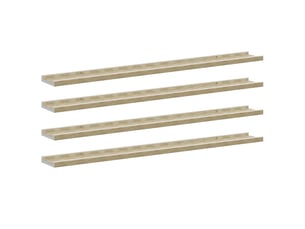 Lot de 4 étagères murales, étagères suspendues blanc et chêne sonoma 100x9x3 cm cf43202