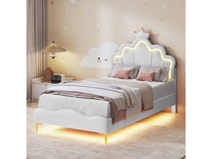 Lit simple 90x200 cm <strong>BRILVERDE </strong>  <strong></strong> coloris blanc