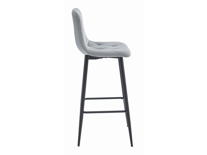 Valora 3 tabourets bar koda velours gris argenté pieds noirs Valora - Conforama D