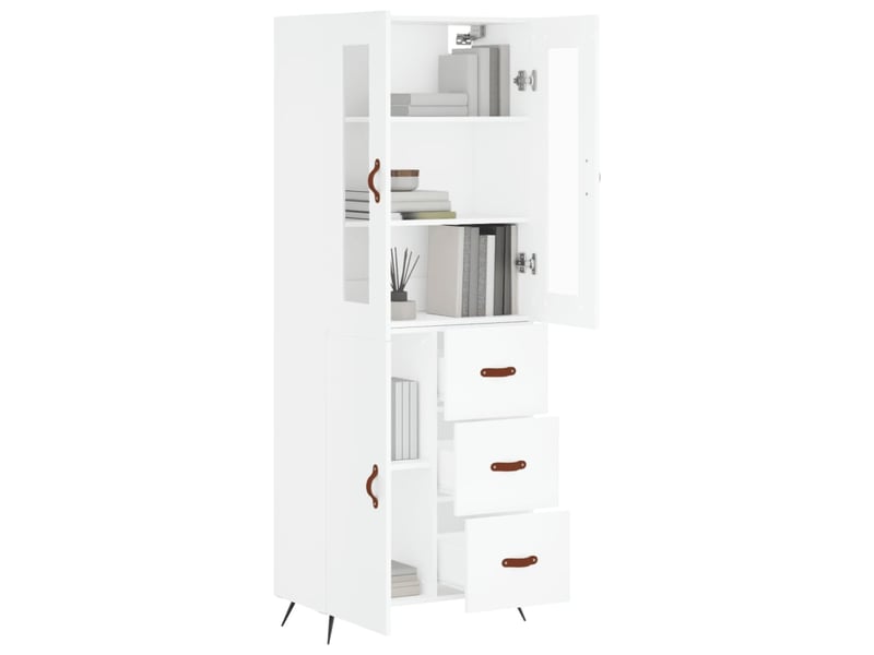  Buffet haut - bahut - meuble de rangement blanc 69,5x34x180 cm bois d'ingénierie  - Conforama C