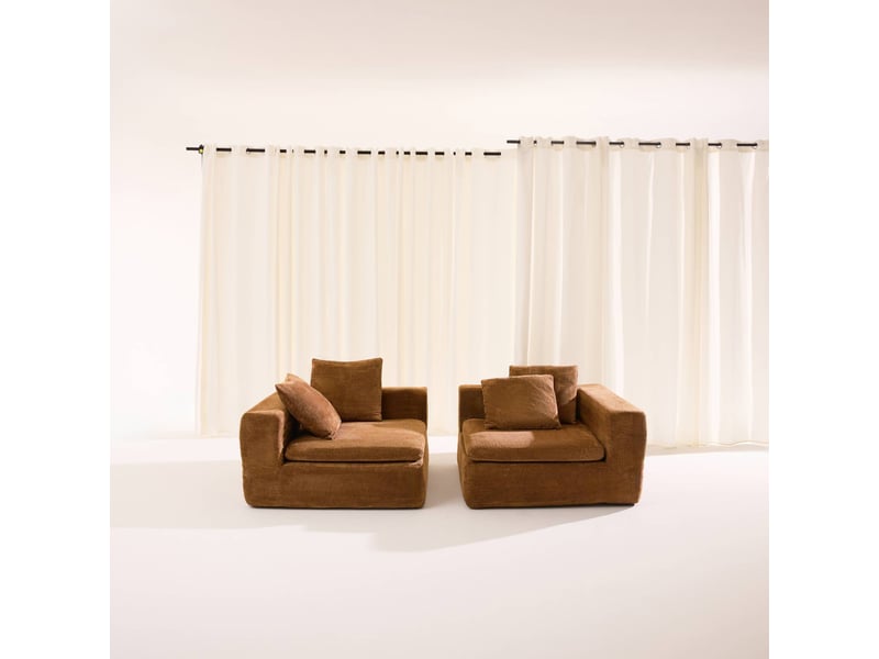  Canapé modulable tissu chenille 3 places terracotta - movi  - Conforama C