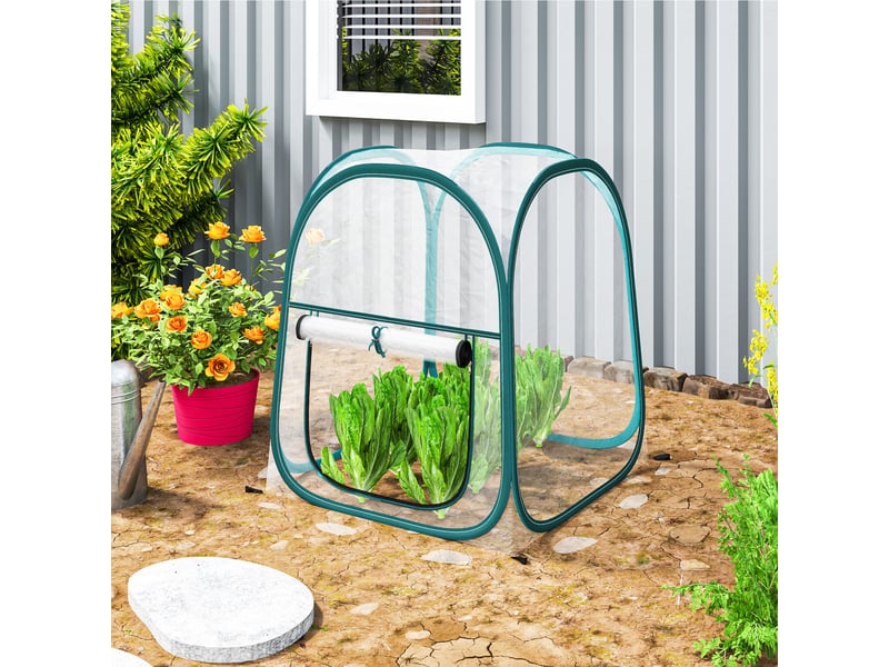 Mini serre pliante pop-up d'extérieur avec porte enroulable et couverture transparente  - Conforama C