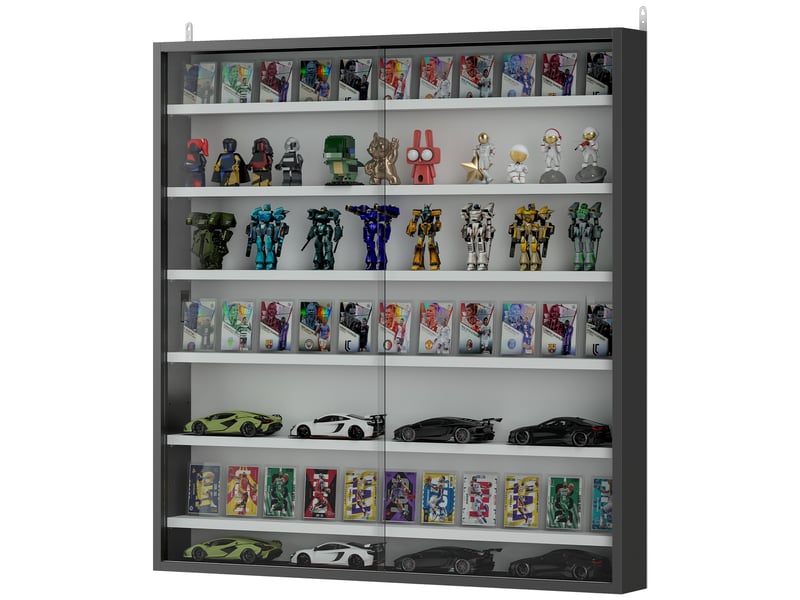  Vitrine pour collection vitrine murale 80 x 9,5 x 83 cm 6 étagères réglables en hauteur 2 portes coulissantes en verre  - Conforama B
