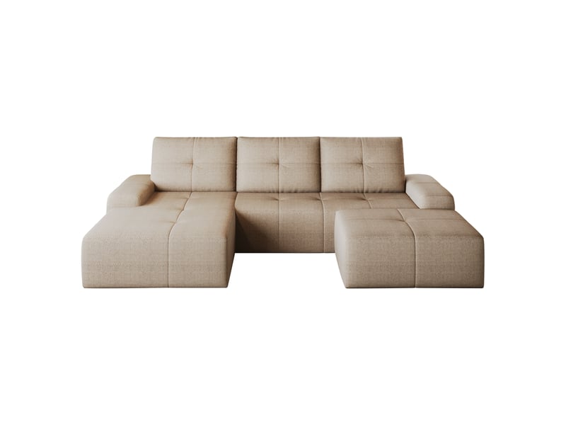 Canapé d'angle 262 cm en l avec méridienne à gauche et pouf, canapé nuage en mousse compressée sous vide pour salon, kaki OPULERANE TRADING LTD - Conforama A