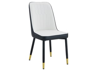 Lot de chaises 6 pièces dossier revêtement en cuir pu association noir et blanc pieds en métal noir style moderne