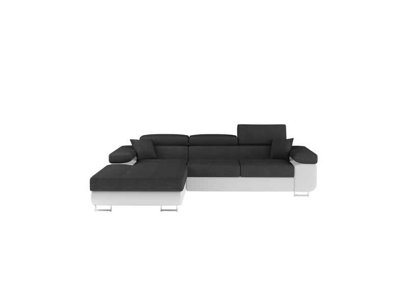 Canapé d'angle convertible amanda gris foncé et blanc en tissu effet suédine - Conforama A