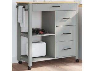 Desserte de cuisine, chariot de rangement monza 84x40x88,5 cm bois massif de pin shl50563