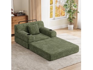 Canapé-lit tcqpz 1 place convertible 107 x 80 x 81 cm dossier haut velours côtelé vert