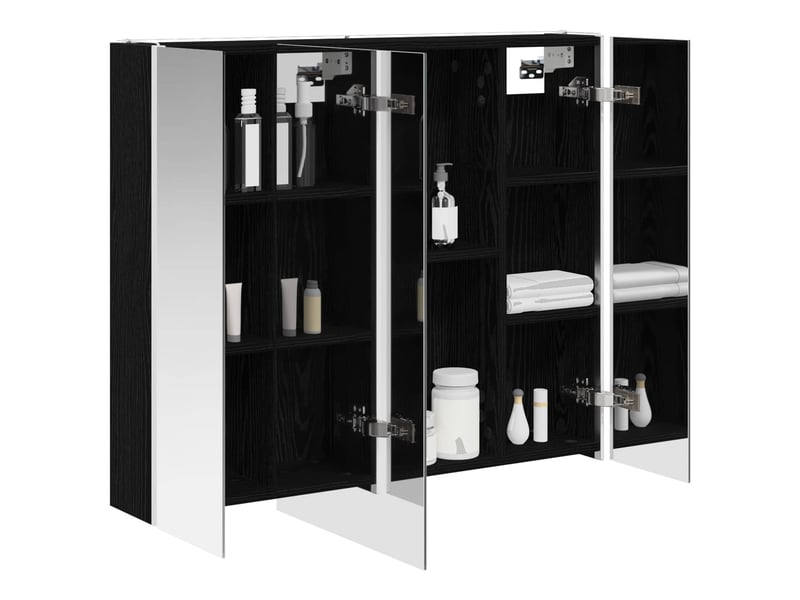  Armoire miroir salle de bain, meuble de rangement chêne noir 83.5x15.5x70 cm  - Conforama C