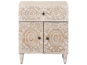 Table de chevet - table de lit blanc 50 x 33 x 60 cm bois de mangue massif