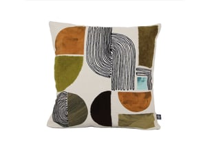 Coussin brodé motif géométrique en coton 45x45 cm