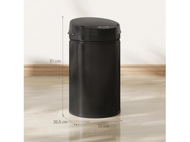  Poubelle à capteur 30 l noire en inox, fermeture silencieuse  - Conforama C