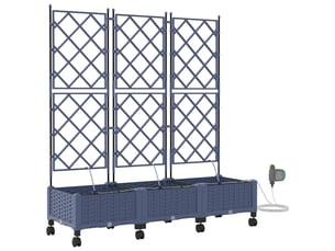 Jardinière - porte-plante de jardin avec irrigation et roues 3 pcs gris pp