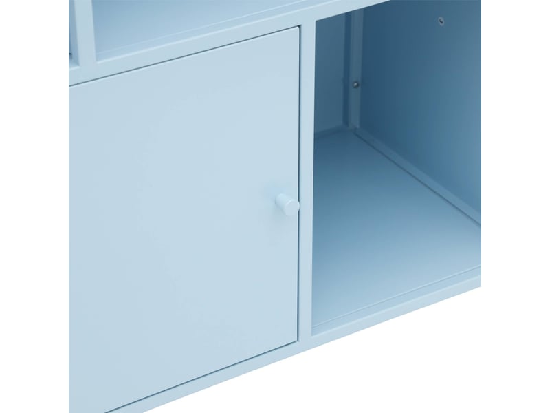  Buffet. Meuble de rangement industriel métal bleu clair 8 compartiments. L 80 x p 35 x h 160.5cm - oklahoma  - Conforama E