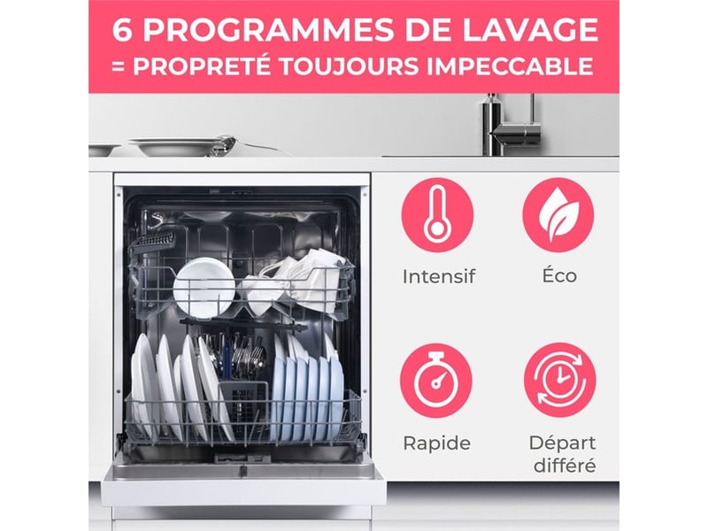 Lave-vaisselle pose libre 14 couverts 44 db blanc 6 programmes OCEALV1444DW - Conforama E