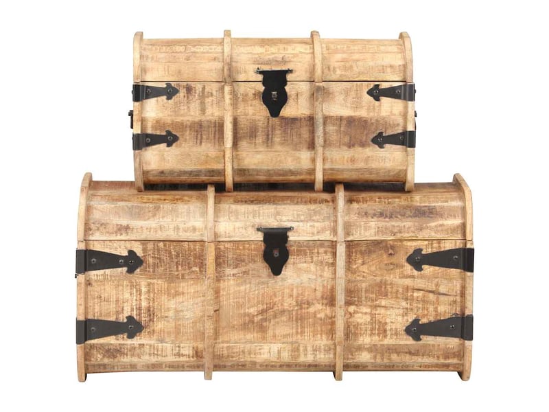  Coffres de rangement 2 pcs bois de manguier massif  - Conforama A