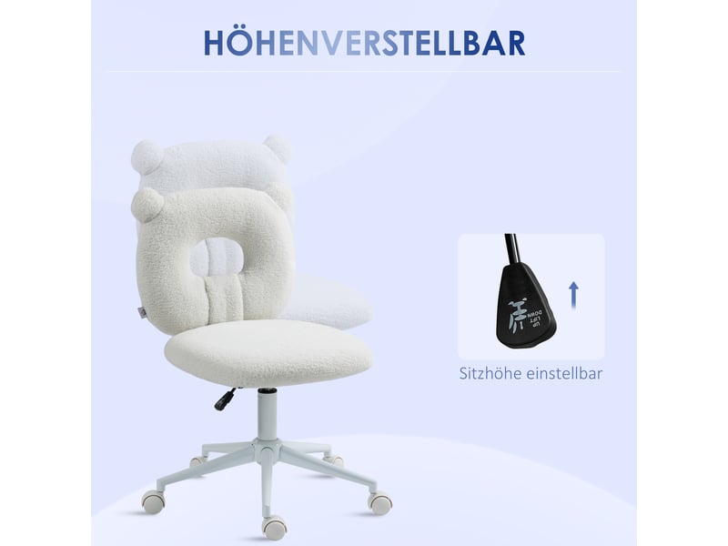  Chaise de bureau enfant,50x56x80-90 cm,sans accoudoirs réglable,polyester,blanc  - Conforama E