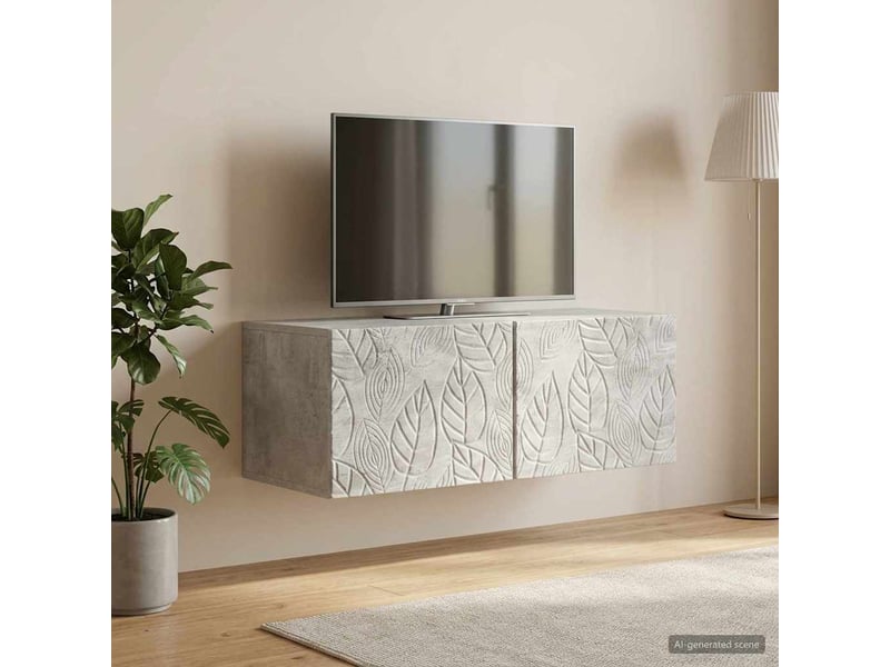  Meuble tv - banc tv - meuble de rangement mural 59,5 x 31 cm gris béton bois d'ingénierie  - Conforama B