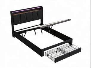 Lit coffre 140x190 cm <strong></strong> <strong></strong> coloris noir
