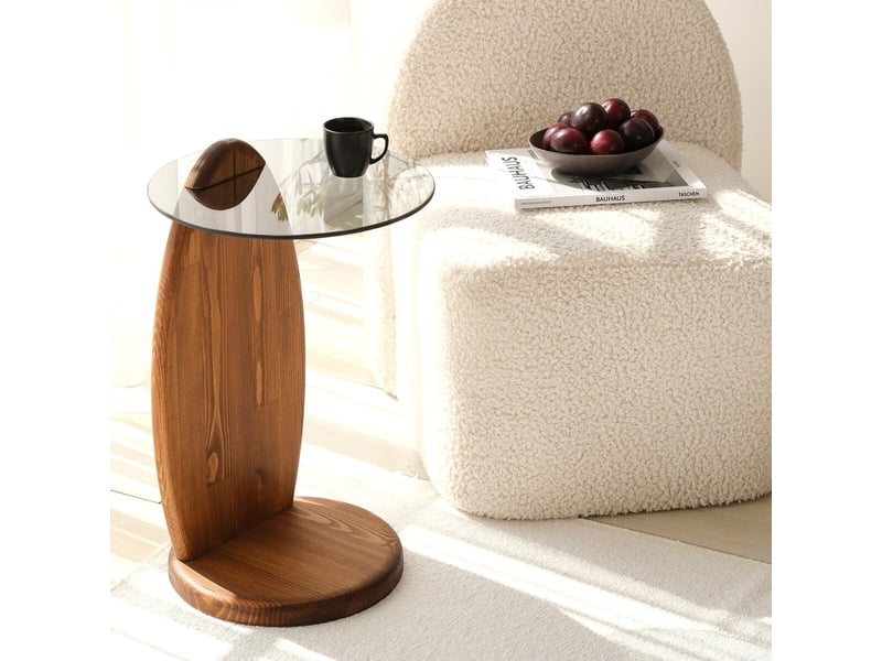 Table basse en verre trempé et bois de pin surf - Conforama D