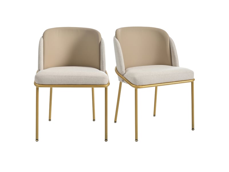  Lot de 6 chaises de salle à manger en similicuir beige et kaki, dossier ergonomique, pieds inclinés en métal, patins réglables, charge 150 kg  - Conforama A
