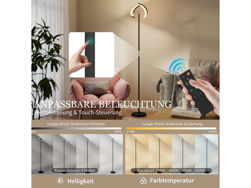  Lampadaire led rgb 30x30x188 cm dimmable noir  - Conforama E