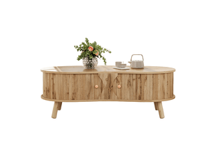 Table basse ovale coloris naturel <strong>REDOM</strong> <strong></strong> - 50 cmx108 cm