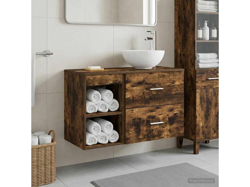  Ensemble de mobilier de salle de bain 2 pc chêne fumé cf64075  - Conforama B