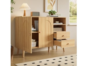 Buffet 2 porte(s) 2 tiroir(s) MODENUIT - 118 cm coloris naturel