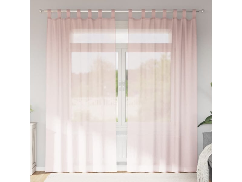  Lot de 2 voilages à œillets, voilages à anneaux rose clair 140 x 225 cm cf48969  - Conforama B