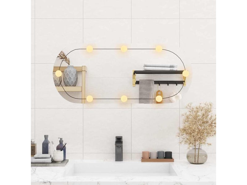Miroir mural avec lumières led 35x80 cm verre ovale cf62818 - Conforama C