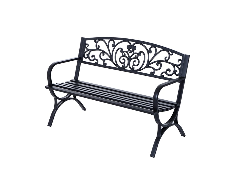  Banc de jardin 3 places dim. 127 x 60 x 85 cm max 250 kg acier fonte noir  - Conforama A