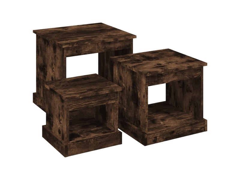  Tables basses 3 pcs | table de salon chêne fumé bois d'ingénierie  - Conforama A