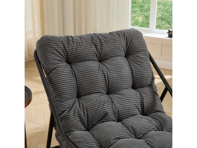  Chaise à bascule d'extérieur en acier avec coussin gris W2021P443606 - Conforama D