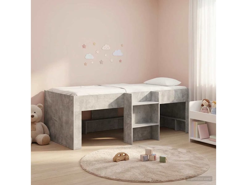  Cadre de lit élevé pour enfants - lit jeune gris béton 90 x 190 cm  - Conforama C