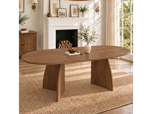 Table à manger ovale avec allonge marron - 90x150-200max.cm mdf