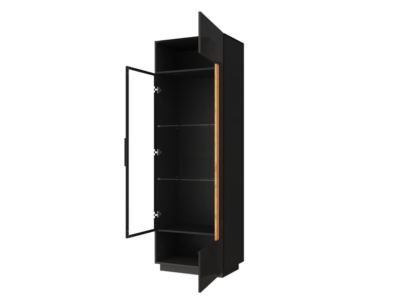  Vitrine,60x40x180 cm,porte vitrée avec led contrôlable par application,mdf,noire  - Conforama B