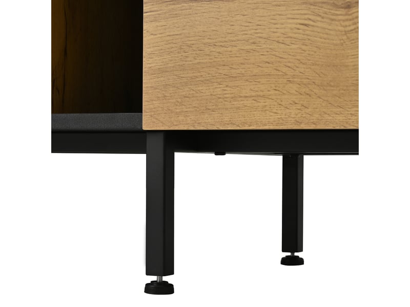  Meuble tv bas 180 cm blanc laqué – portes doubles, niches, abattant, design minimaliste  - Conforama E