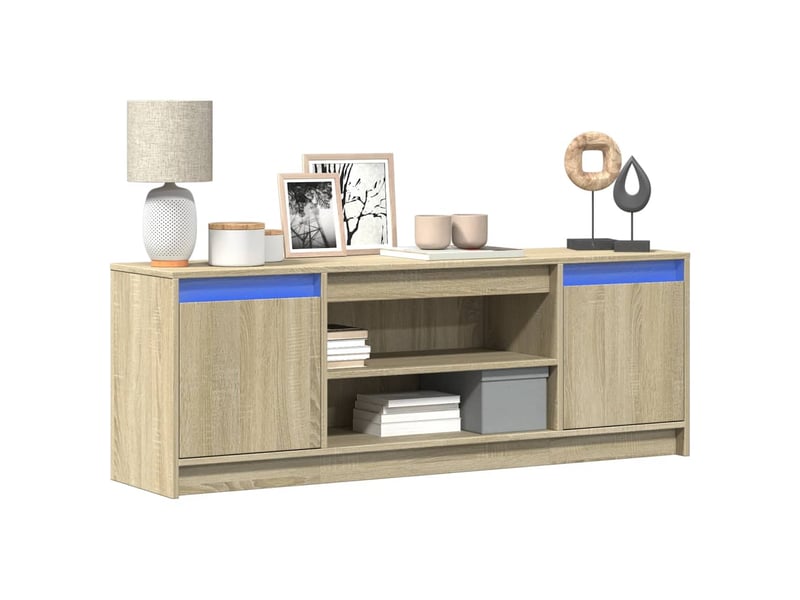 Meuble tv - banc tv - meuble de rangement avec led chêne sonoma 139,5x34x50cm bois d'ingénierie - Conforama B