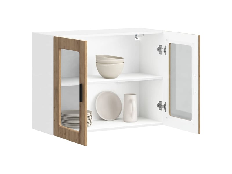  Armoire murale de cuisine porte en verre porto chêne artisanal shl5161  - Conforama E