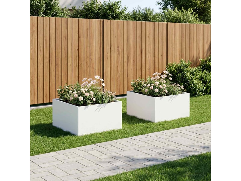 Jardinière - cache-pot de jardin 2 pcs blanc 80 x 80 x 40 cm  - Conforama B