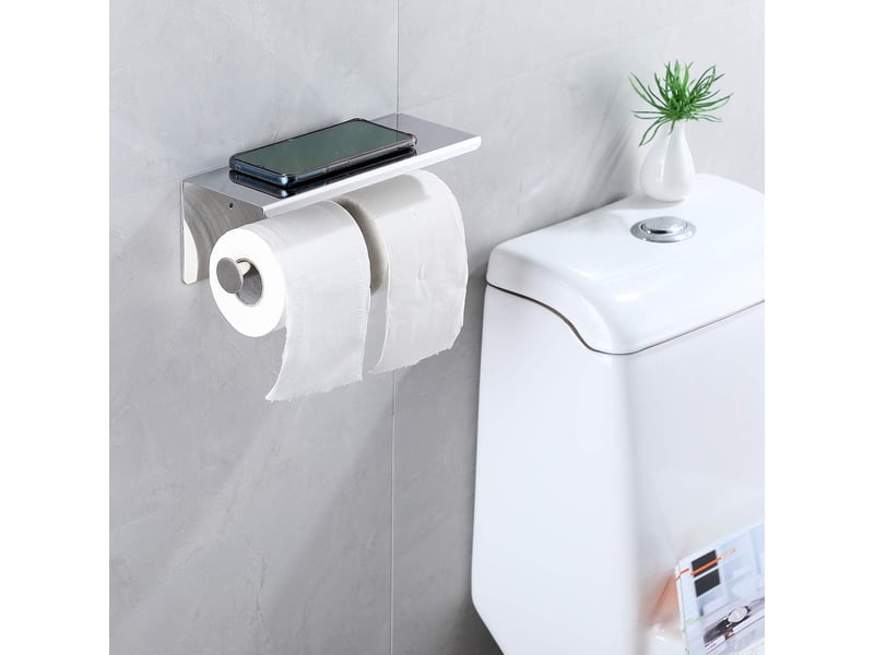  Porte-rouleau de papier toilette double avec étagère pour téléphone, miroir 8k brillant  - Conforama E