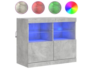 Buffet - bahut - meuble de rangement avec lumières led gris béton 81x37x67 cm