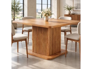 Table à manger carrée 80x80 cm effet bois foncé avec rangement