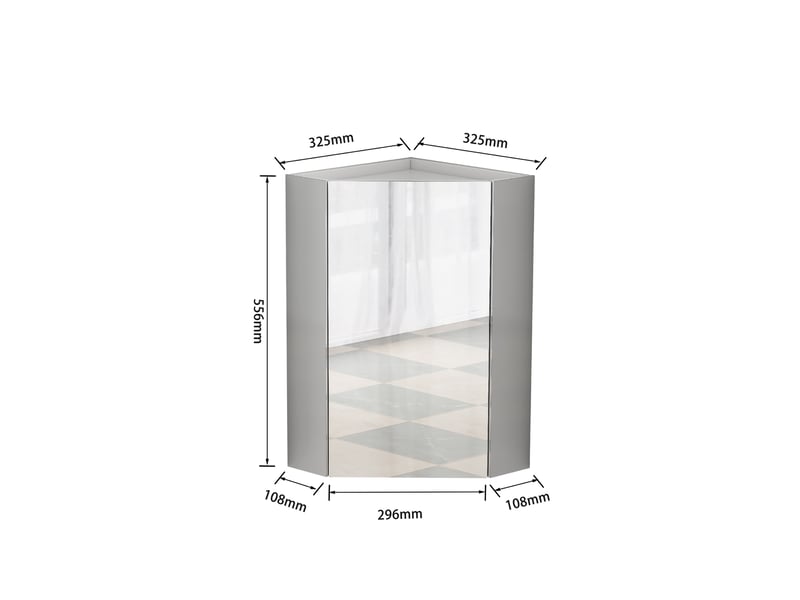  Armoire de bain d’angle murale avec 3 miroirs, charnières amorties et étagères, blanche 32,5 × 32,5 × 55,6 cm  - Conforama C