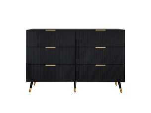 Commode 6 tiroir(s)    OKWISH  coloris noir largeur 120 cm